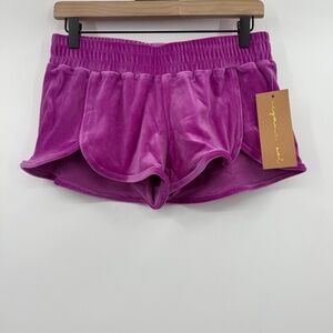 Niyama Sol Shorts Women Medium NEW Pink Velour Elastic Pull On Comfy Retro 90s